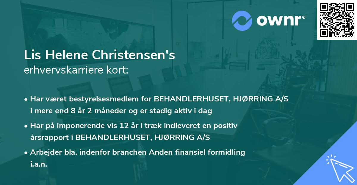 Lis Helene Christensen's erhvervskarriere kort