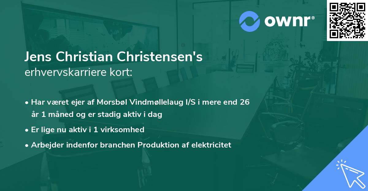 Jens Christian Christensen's erhvervskarriere kort