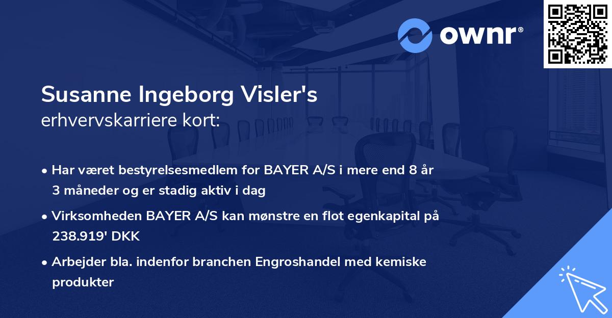 Susanne Ingeborg Visler's erhvervskarriere kort