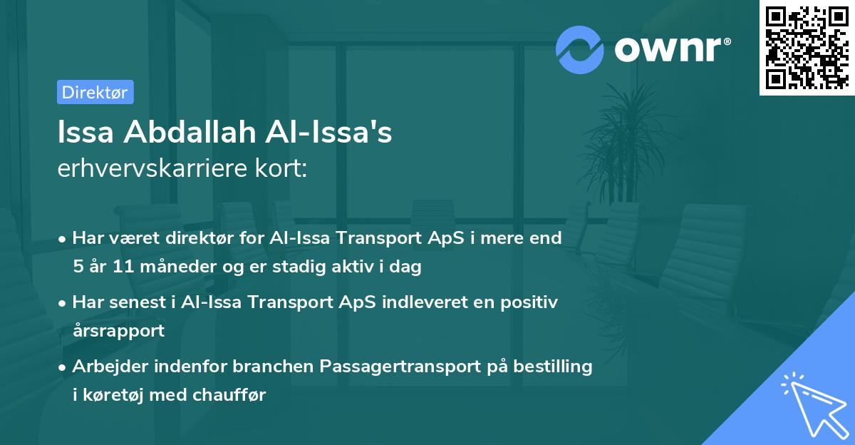 Issa Abdallah Al-Issa's erhvervskarriere kort