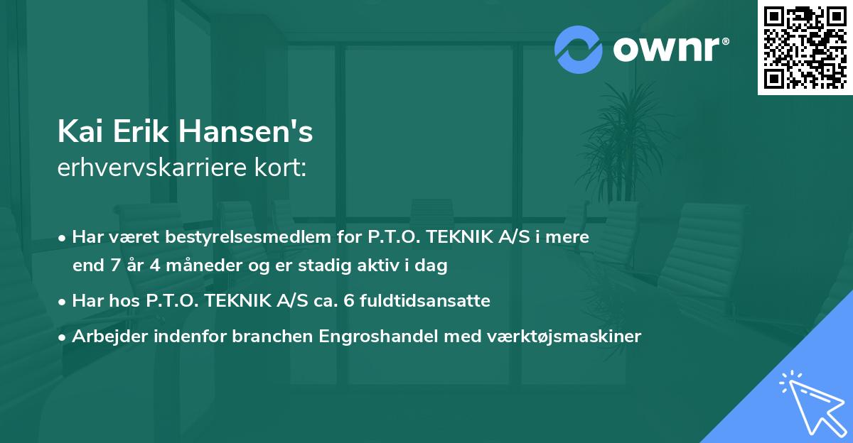 Kai Erik Hansen's erhvervskarriere kort