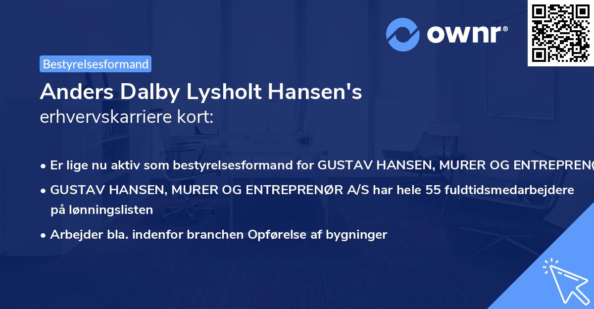 Anders Dalby Lysholt Hansen's erhvervskarriere kort