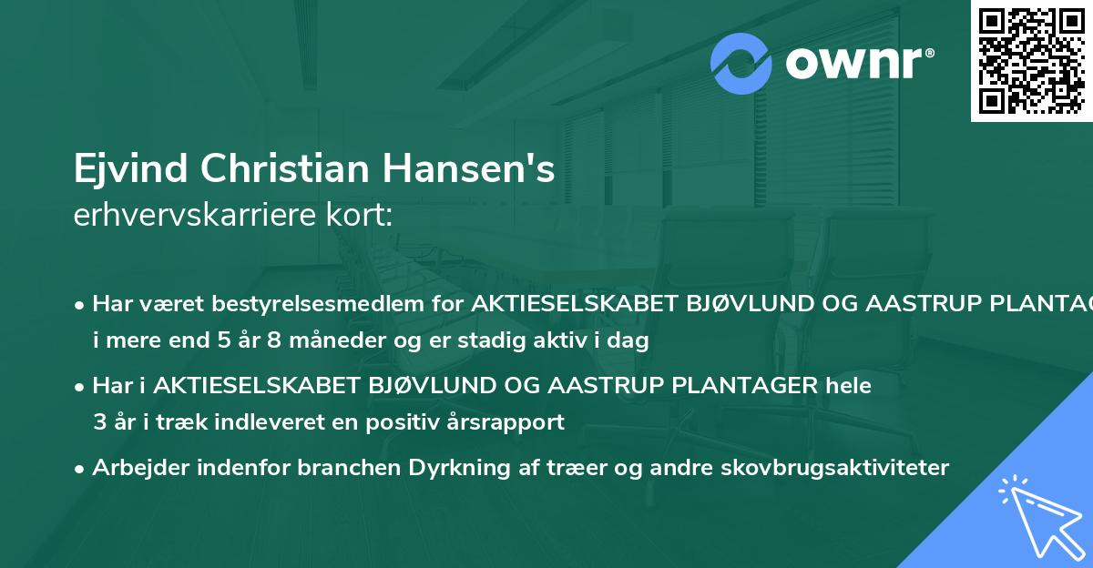 Ejvind Christian Hansen's erhvervskarriere kort