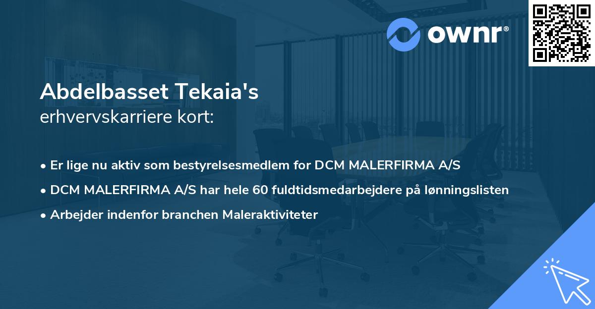 Abdelbasset Tekaia's erhvervskarriere kort