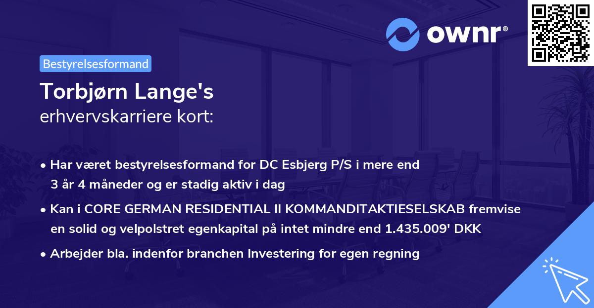 Torbjørn Lange's erhvervskarriere kort