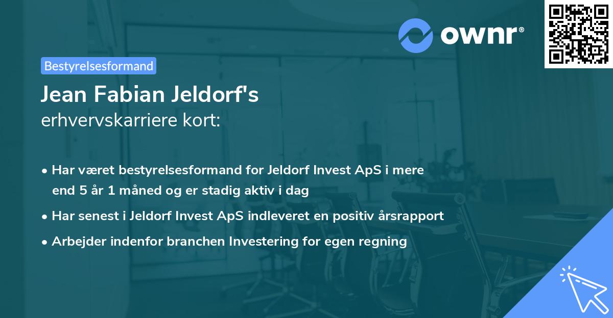 Jean Fabian Jeldorf's erhvervskarriere kort