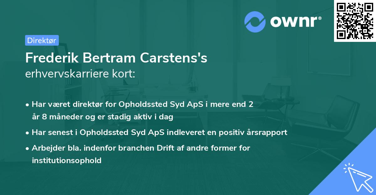 Frederik Bertram Carstens's erhvervskarriere kort