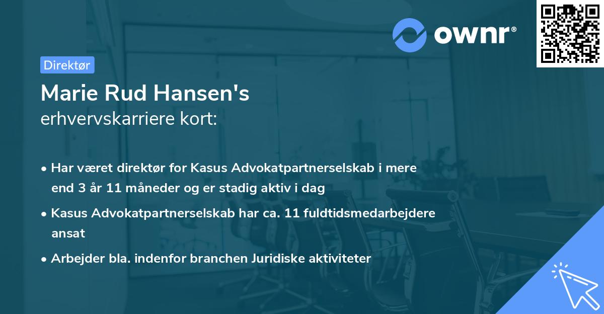 Marie Rud Hansen's erhvervskarriere kort