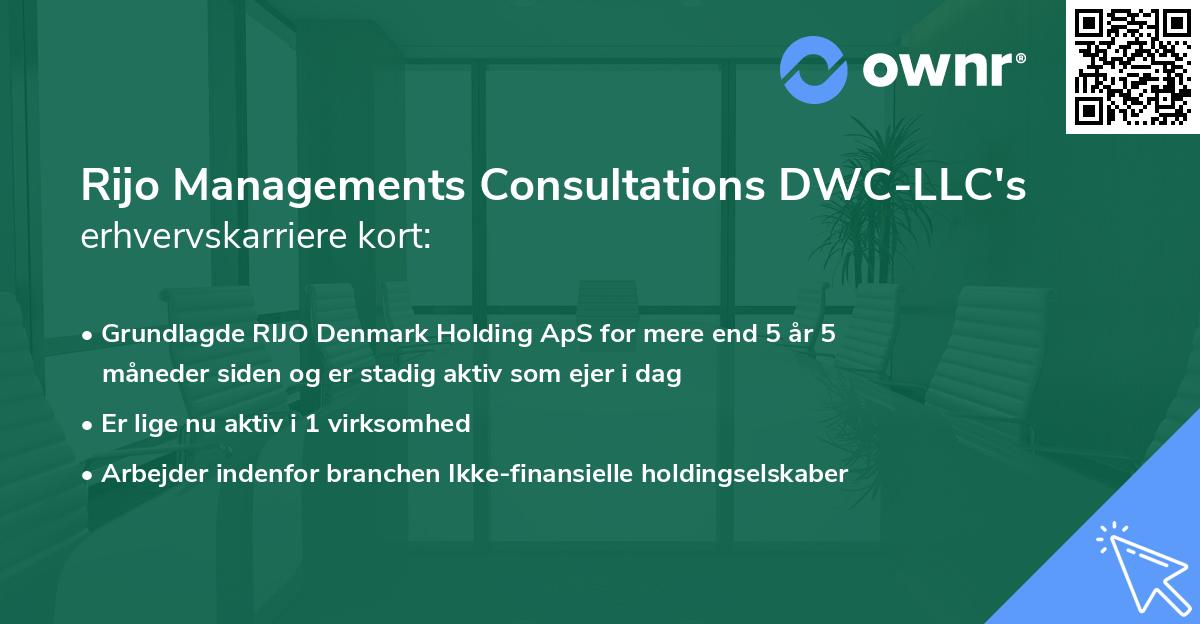 Rijo Managements Consultations DWC-LLC's erhvervskarriere kort