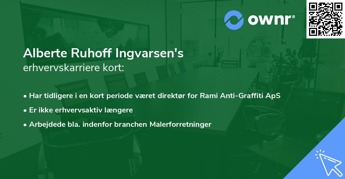 Alberte Ruhoff Ingvarsen's erhvervskarriere kort