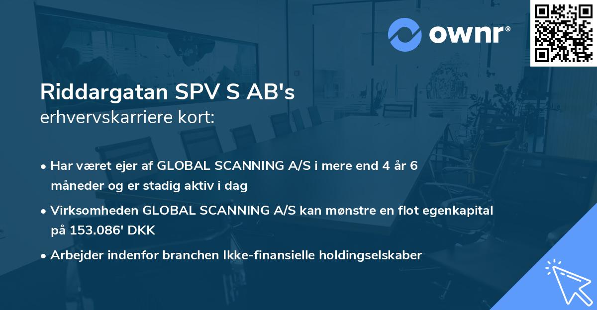 Riddargatan SPV S AB's erhvervskarriere kort