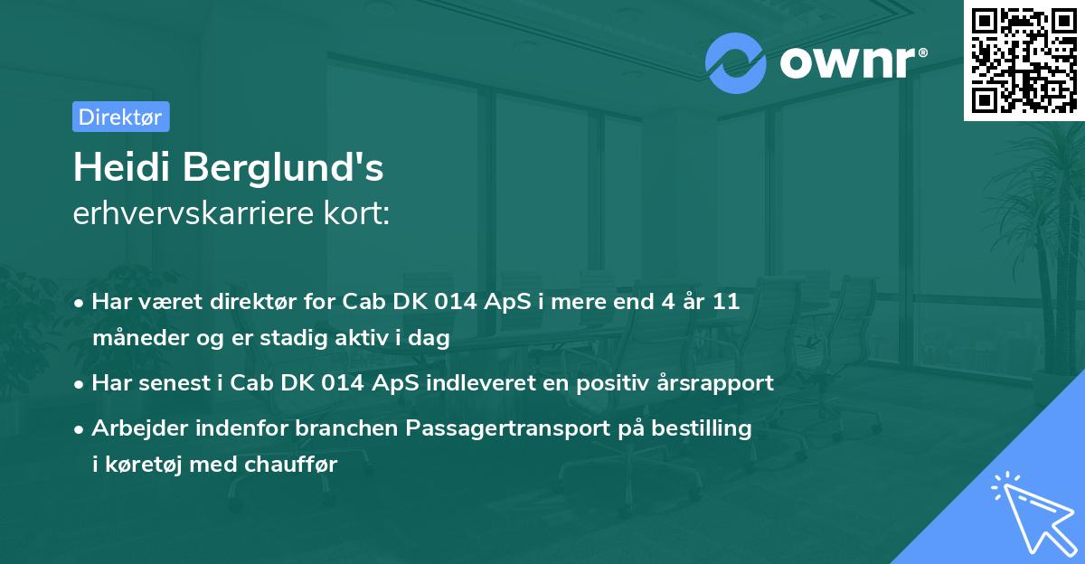 Heidi Berglund's erhvervskarriere kort