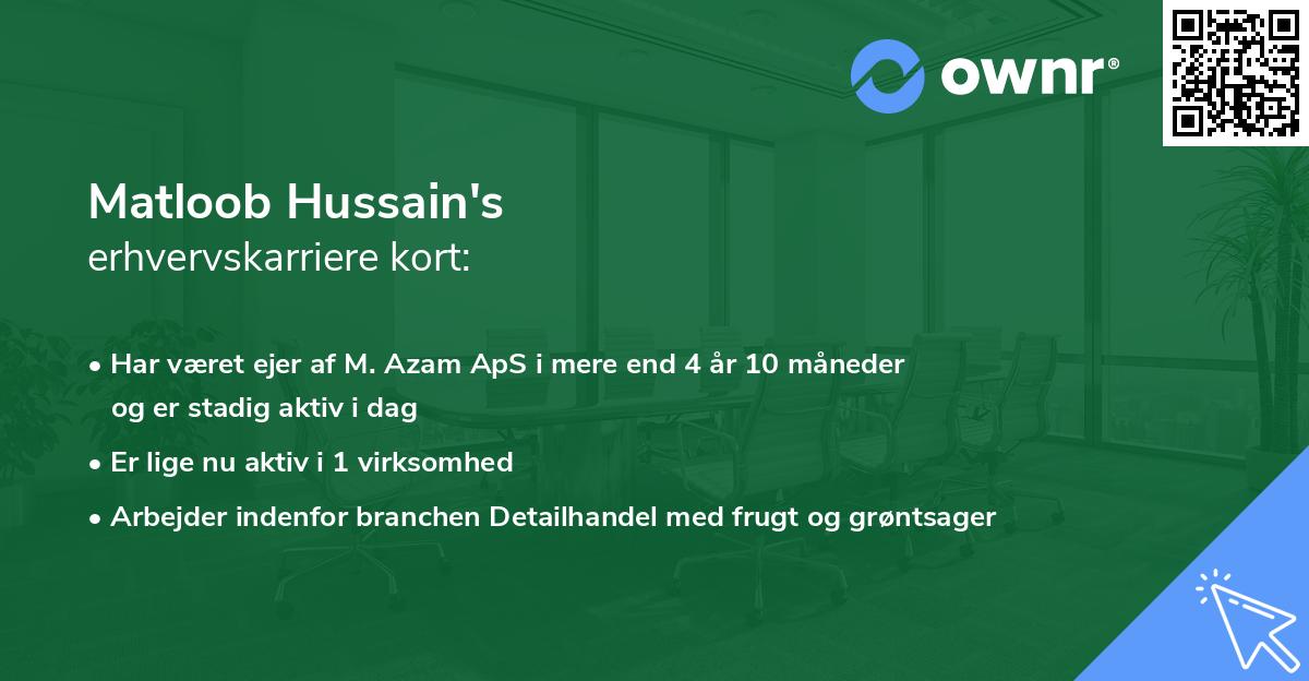 Matloob Hussain's erhvervskarriere kort
