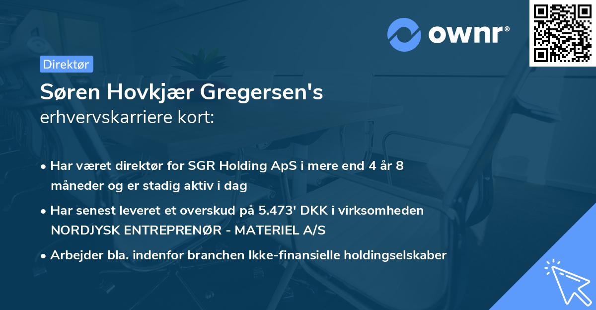 Søren Hovkjær Gregersen's erhvervskarriere kort