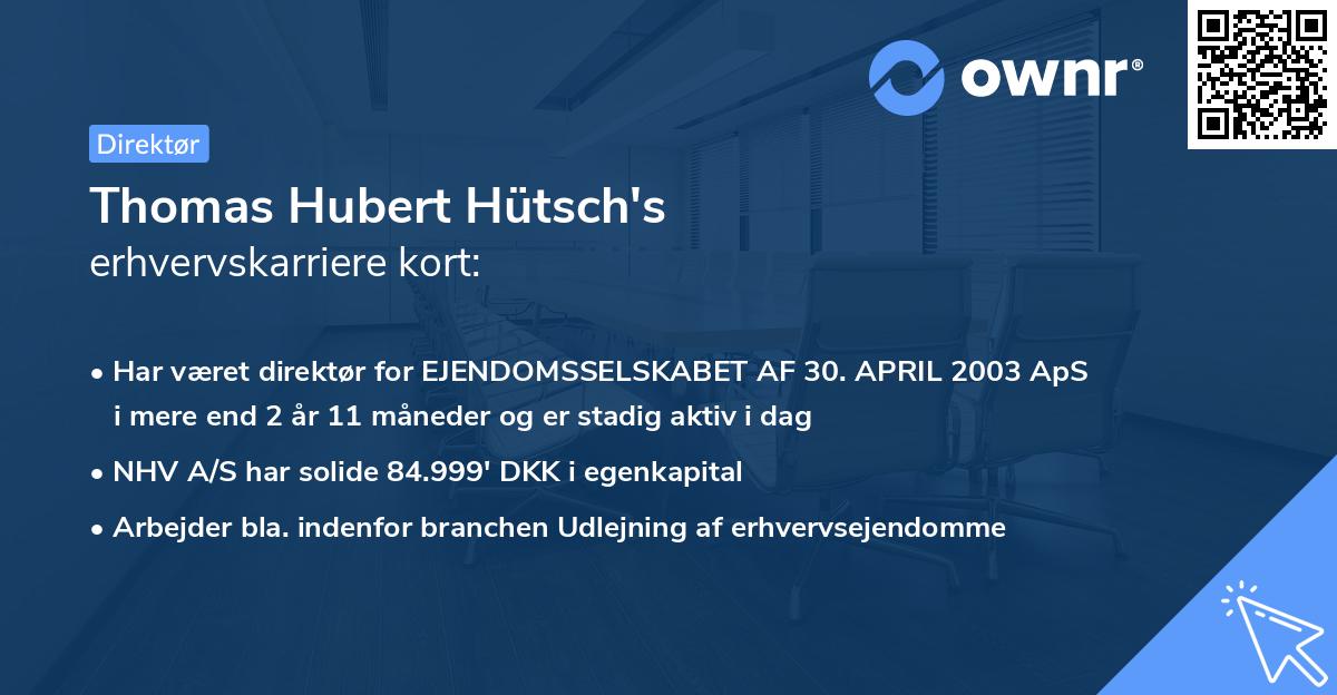 Thomas Hubert Hütsch's erhvervskarriere kort