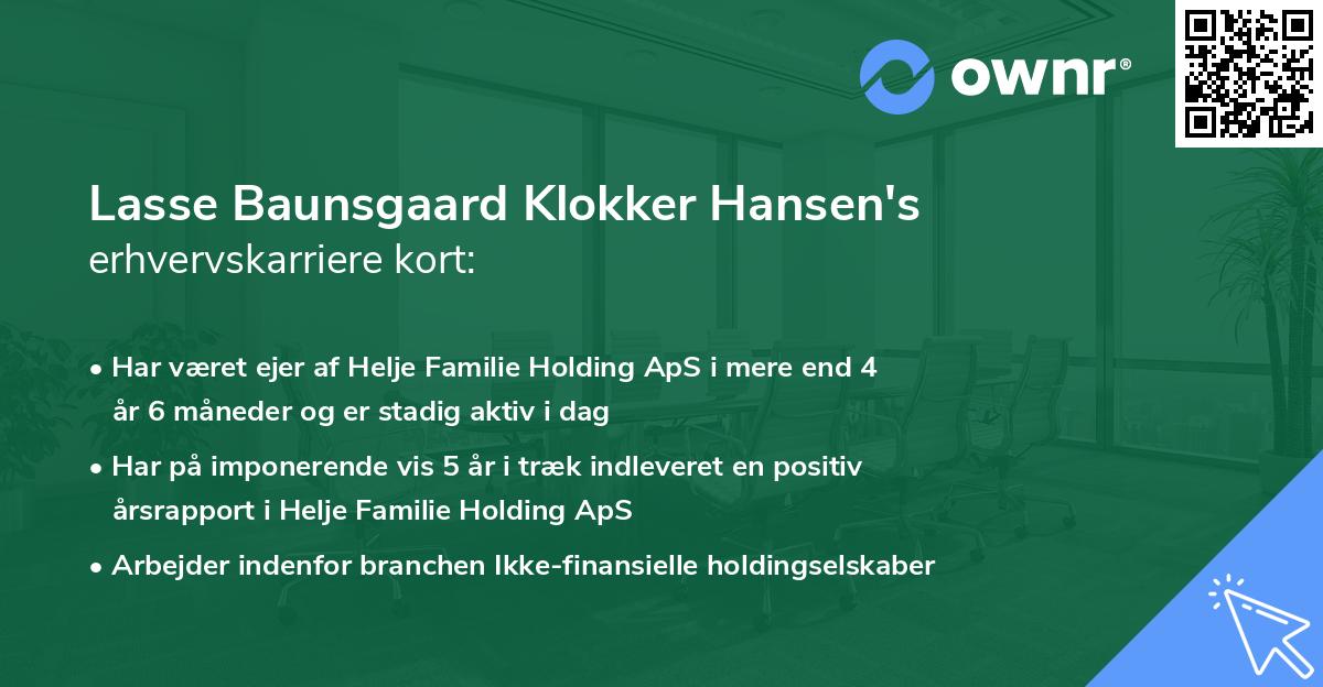 Lasse Baunsgaard Klokker Hansen's erhvervskarriere kort