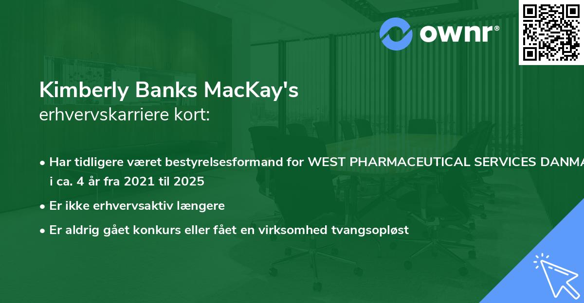 Kimberly Banks MacKay's erhvervskarriere kort