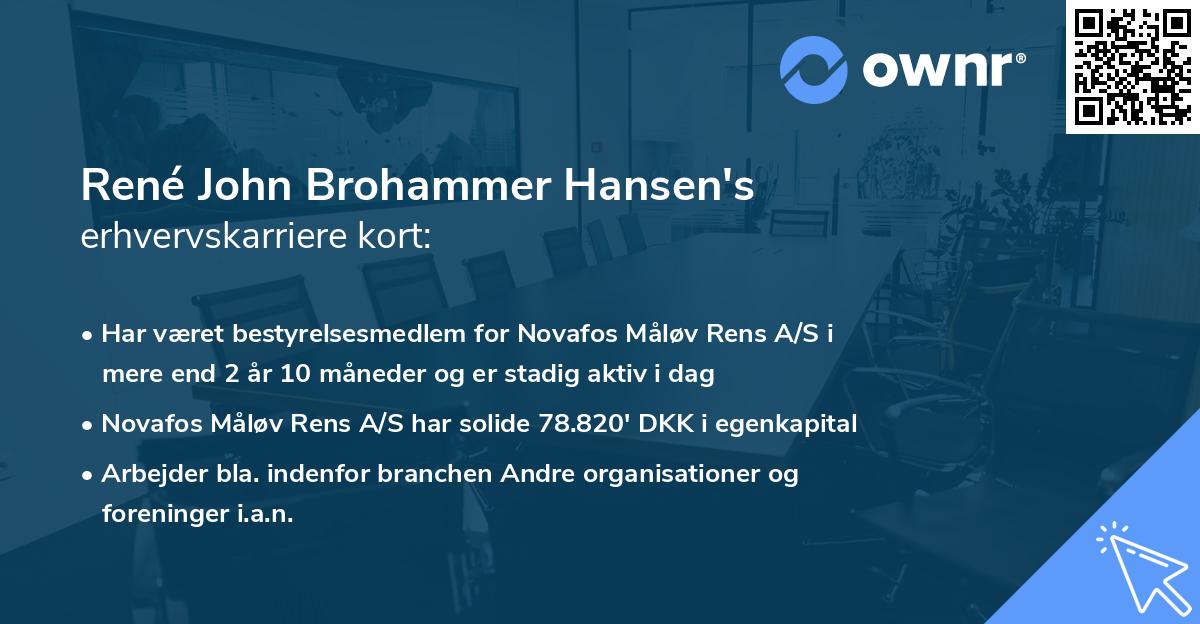 René John Brohammer Hansen's erhvervskarriere kort