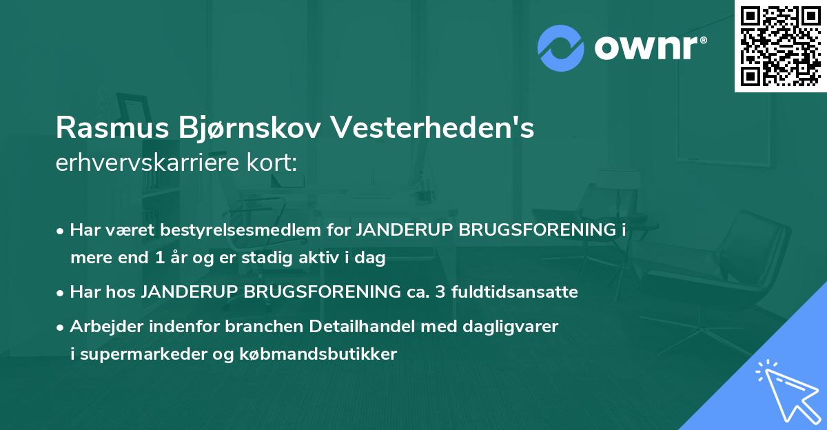 Rasmus Bjørnskov Vesterheden's erhvervskarriere kort