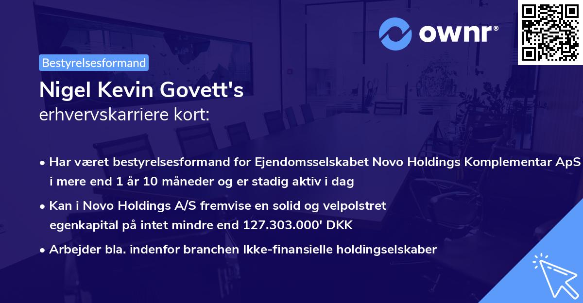 Nigel Kevin Govett's erhvervskarriere kort