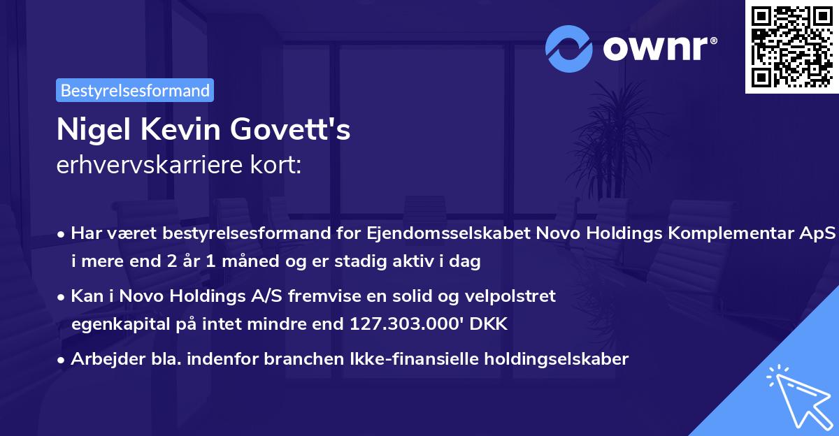 Nigel Kevin Govett's erhvervskarriere kort