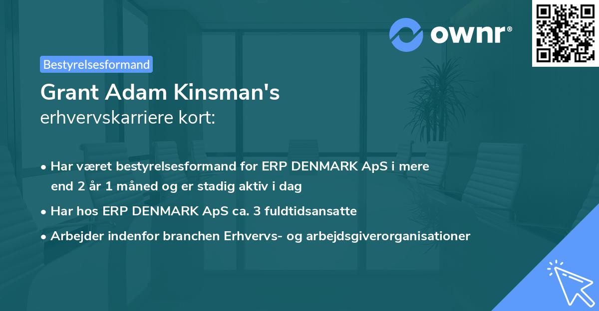 Grant Adam Kinsman's erhvervskarriere kort