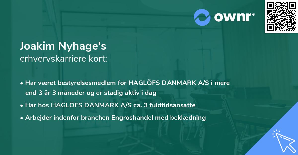Joakim Nyhage's erhvervskarriere kort