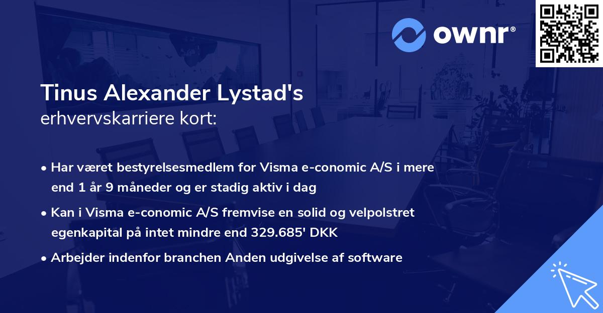 Tinus Alexander Lystad's erhvervskarriere kort