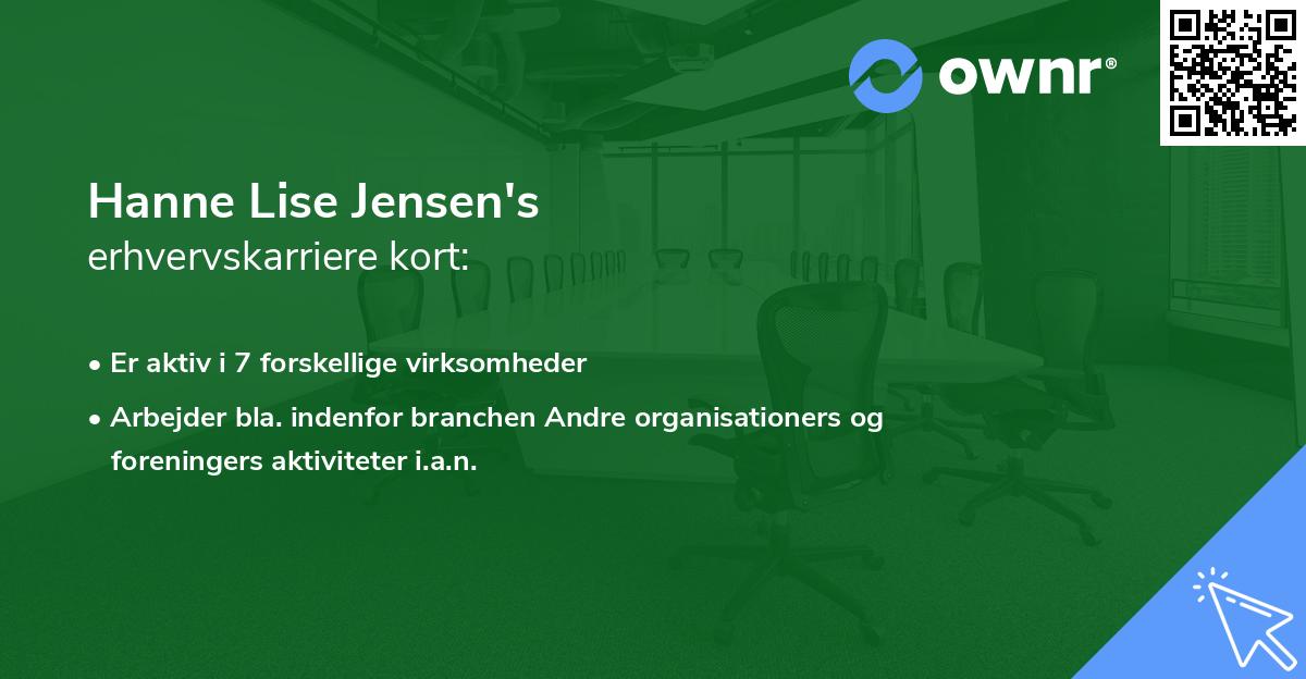 Hanne Lise Jensen's erhvervskarriere kort