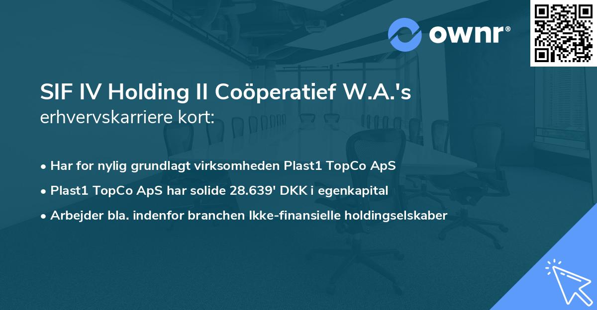 SIF IV Holding II Coöperatief W.A.'s erhvervskarriere kort