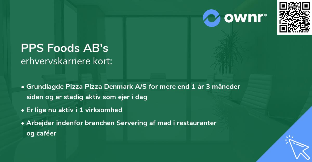 PPS Foods AB's erhvervskarriere kort