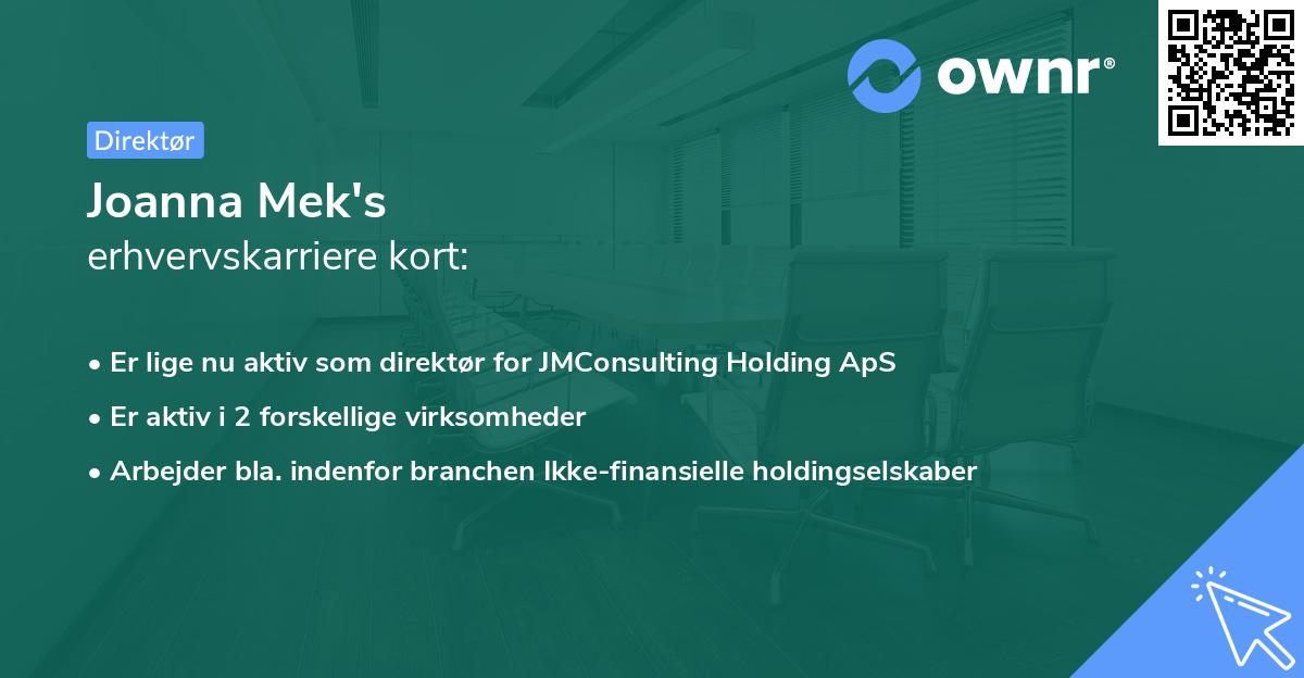 Joanna Mek's erhvervskarriere kort