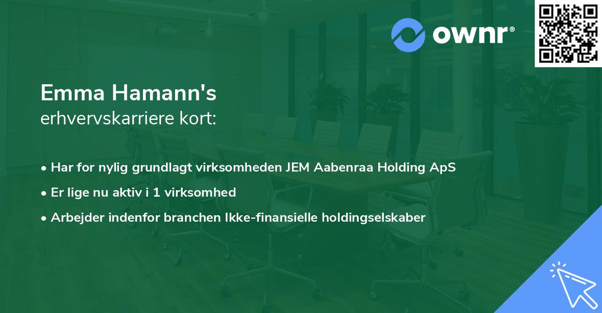 Emma Hamann's erhvervskarriere kort