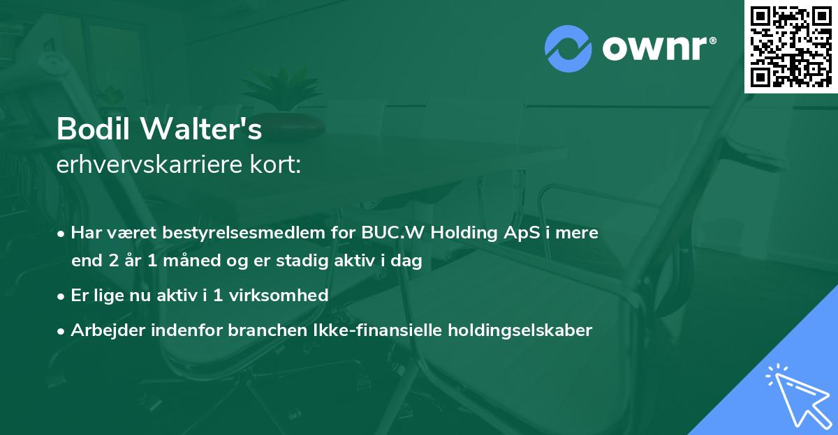 Bodil Walter's erhvervskarriere kort