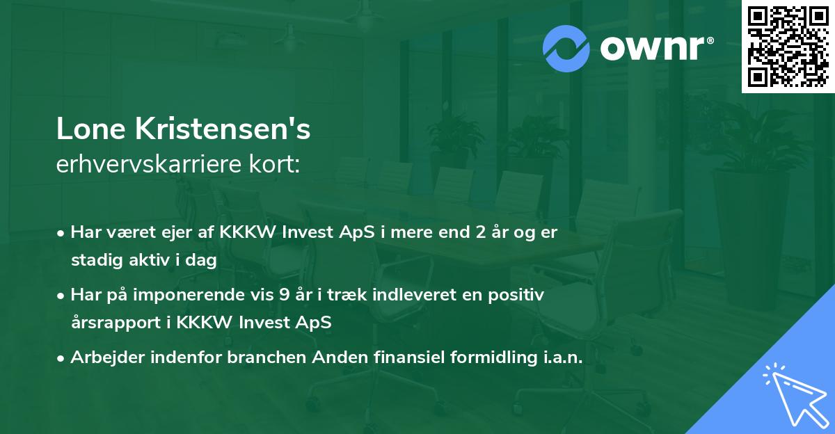 Lone Kristensen's erhvervskarriere kort