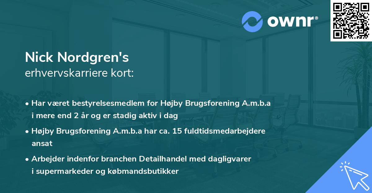 Nick Nordgren's erhvervskarriere kort