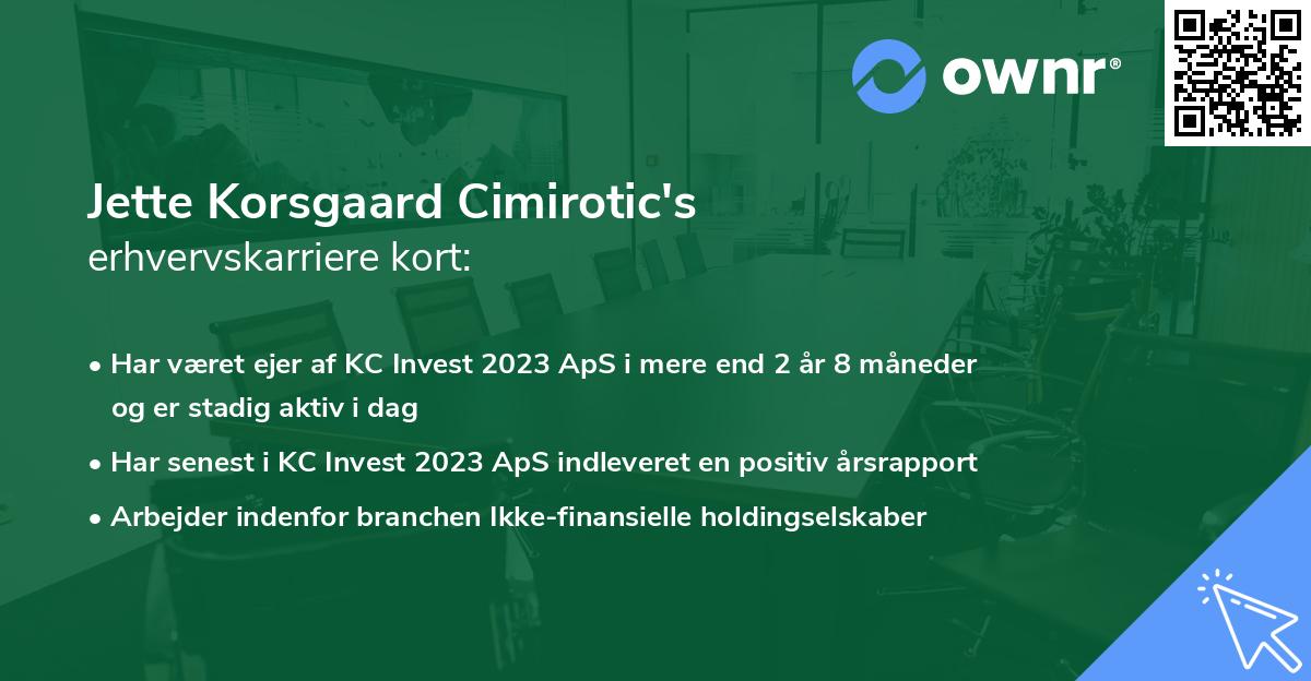 Jette Korsgaard Cimirotic's erhvervskarriere kort