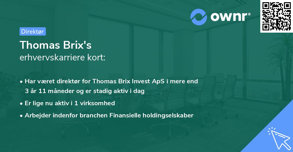 Thomas Brix's erhvervskarriere kort