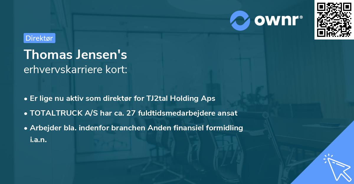 Thomas Jensen's erhvervskarriere kort