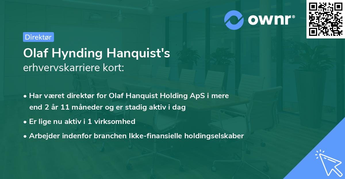 Olaf Hynding Hanquist's erhvervskarriere kort