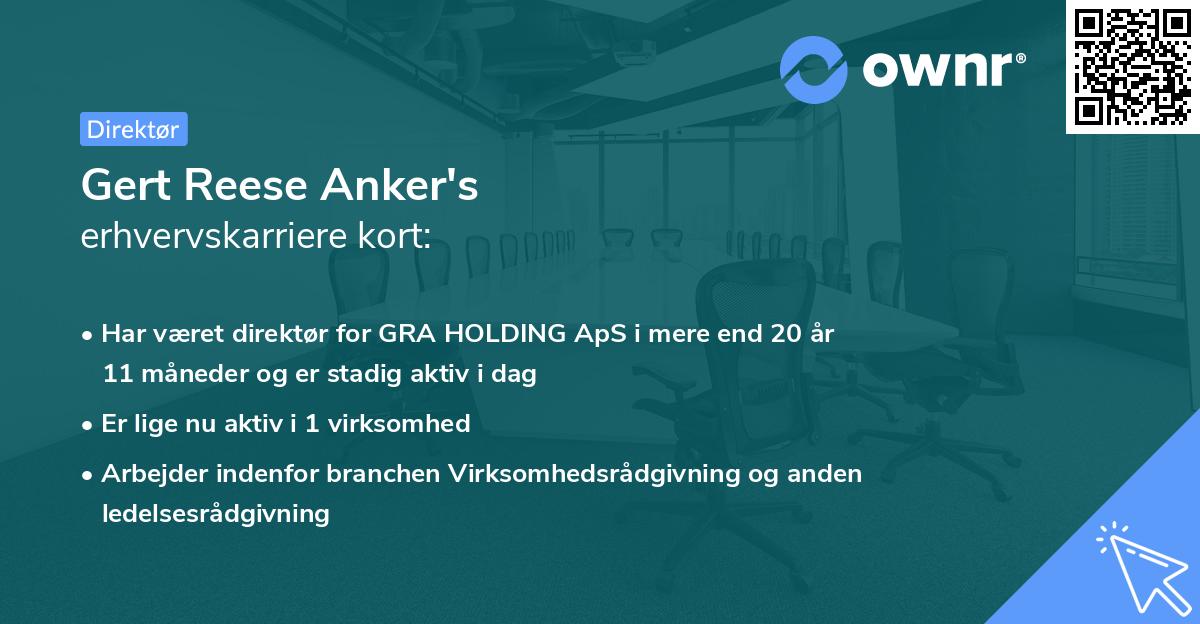Gert Reese Anker's erhvervskarriere kort