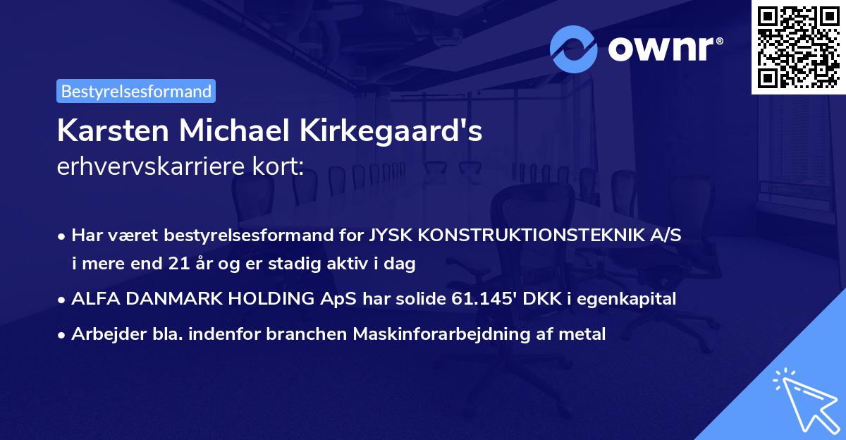 Karsten Michael Kirkegaard's erhvervskarriere kort