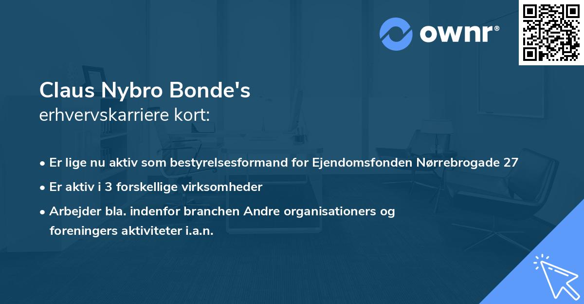 Claus Nybro Bonde's erhvervskarriere kort