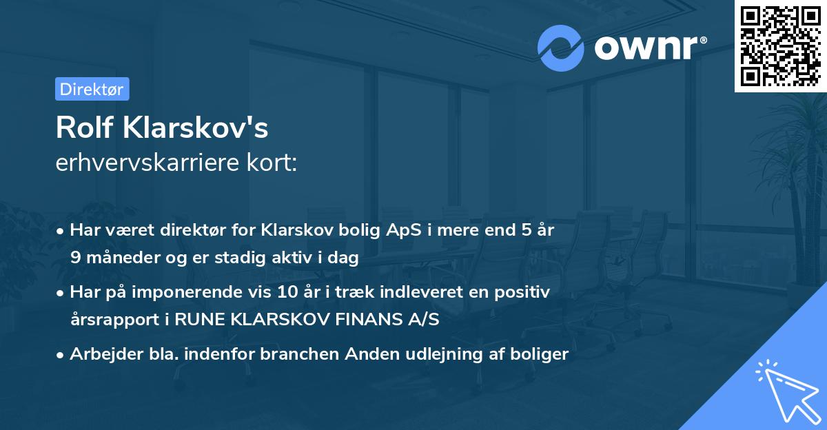 Rolf Klarskov's erhvervskarriere kort