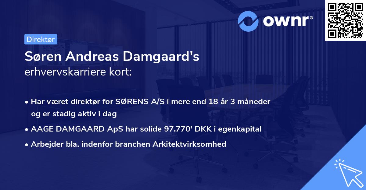 Søren Andreas Damgaard's erhvervskarriere kort