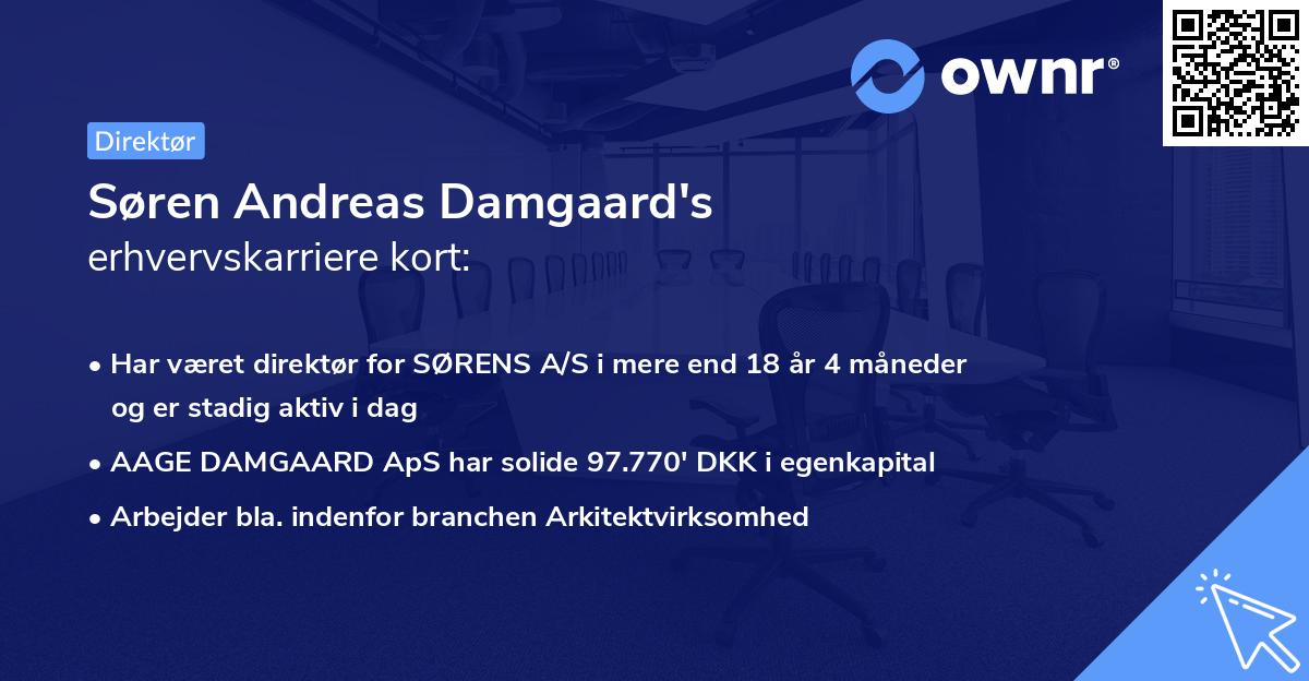 Søren Andreas Damgaard's erhvervskarriere kort