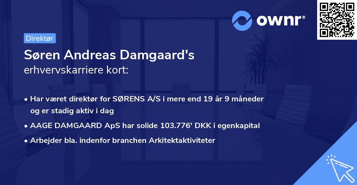 Søren Andreas Damgaard's erhvervskarriere kort