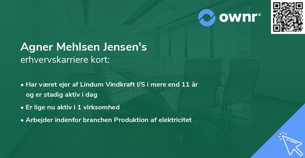 Agner Mehlsen Jensen's erhvervskarriere kort