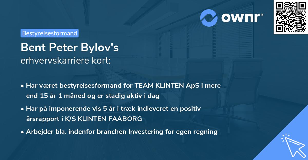 Bent Peter Bylov's erhvervskarriere kort