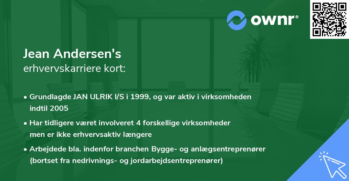 Jean Andersen's erhvervskarriere kort